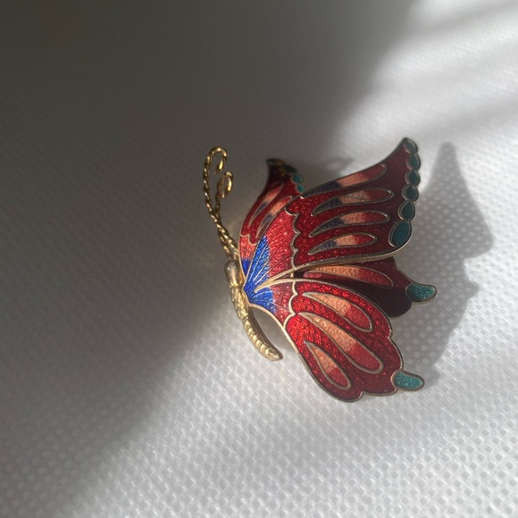 Cloisonné Enamel Butterfly Brooch - Picture 10 of 14